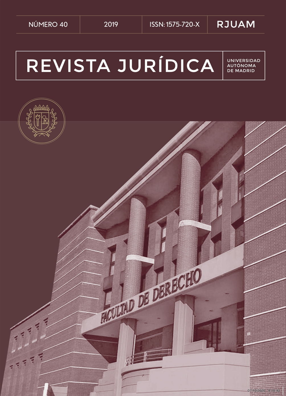 Portada del número 40 de la Revista Jurídica de la Universidad Autónoma de Madrid