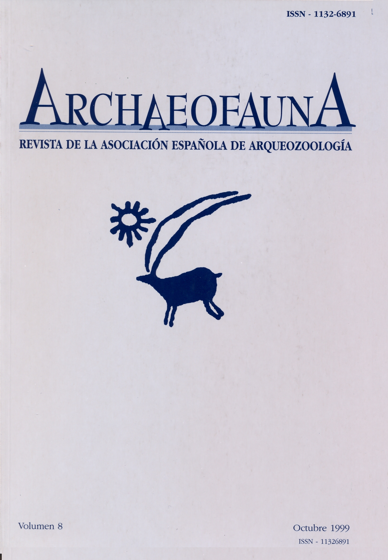 Portada del Volumen 8 de ARCHAEOFAUNA