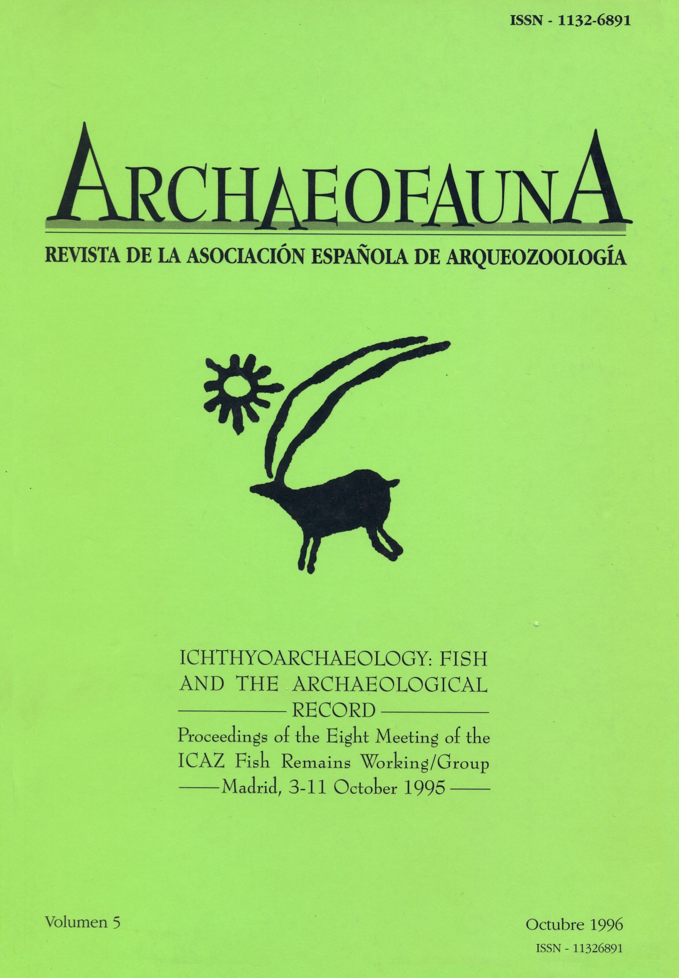 Portada del volumen 5 de ARCHAEOFAUNA